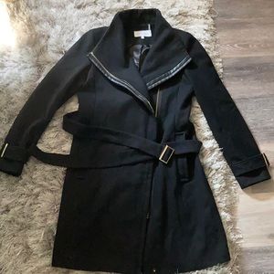 Calvin Klein  Black Belted Wrap Coat